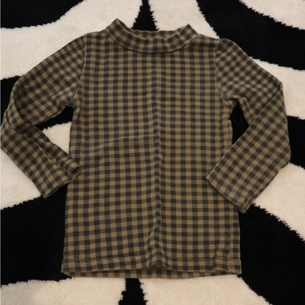 Bopop gingham green mock neck